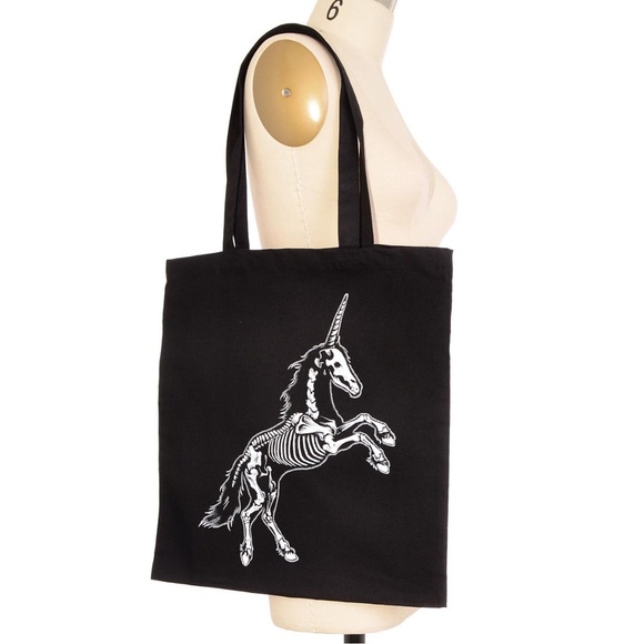 NEW Haunted Undead Unicorn Skeleton Tote Bag Skull - Picture 2 of 2